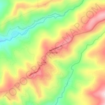 Carte topographique Cold Springs, altitude, relief