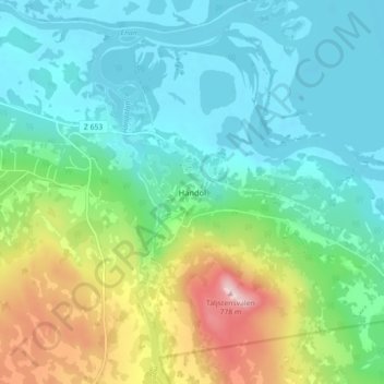 Carte topographique Handöl, altitude, relief