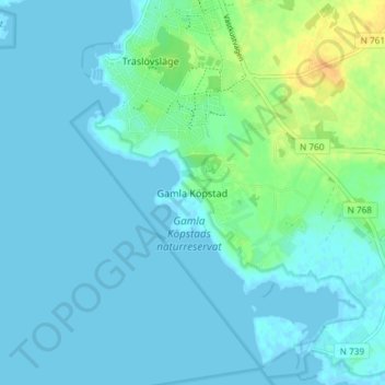 Carte topographique Gamla Köpstad, altitude, relief