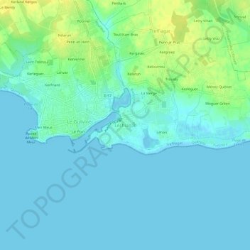 Carte topographique Léchiagat, altitude, relief