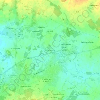 Carte topographique La Pacauderie, altitude, relief