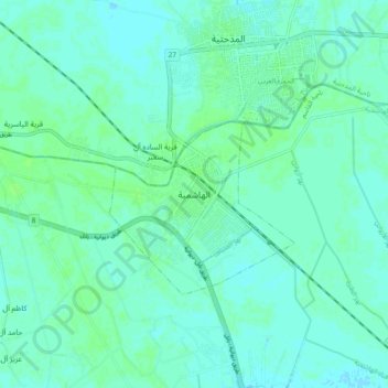 Carte topographique Al Hashimiya, altitude, relief
