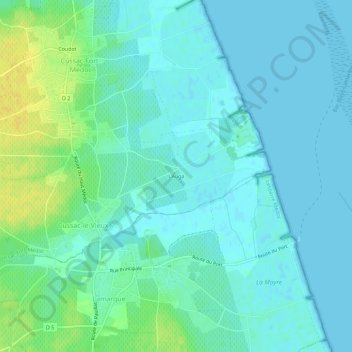Carte topographique L'Augà, altitude, relief