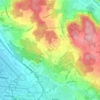 Carte topographique Egetswil, altitude, relief