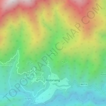 Carte topographique Nikja, altitude, relief