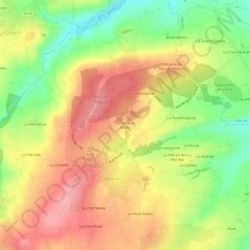 Carte topographique Tertre de la Motte, altitude, relief