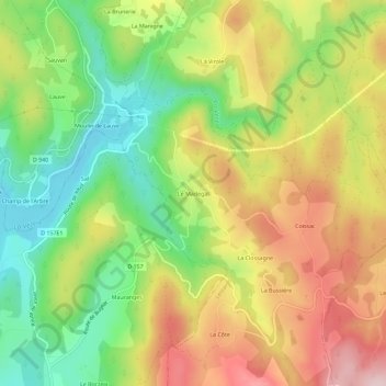 Carte topographique Le Madegal, altitude, relief