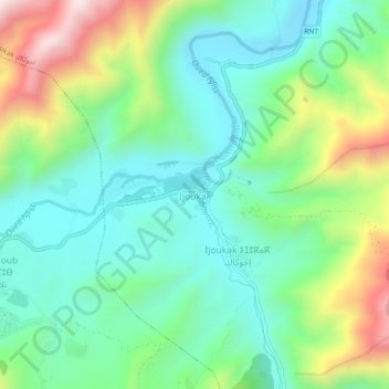 Carte topographique Ijoukak, altitude, relief