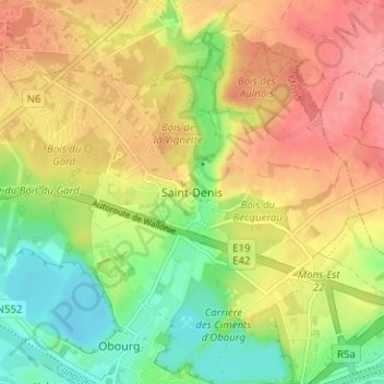Carte topographique Saint-Denis, altitude, relief