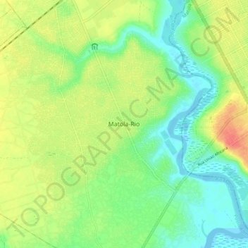 Carte topographique Matola-Rio, altitude, relief