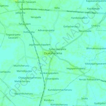 Carte topographique Draksharama, altitude, relief