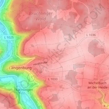 Carte topographique Atzenrod, altitude, relief