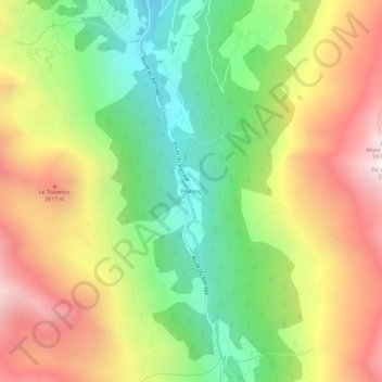 Carte topographique Pralong, altitude, relief