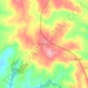Carte topographique Palmeirinha, altitude, relief