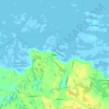 Carte topographique Holand, altitude, relief