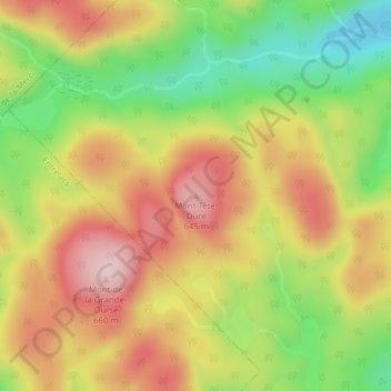 Carte topographique Mont Tête-Dure, altitude, relief