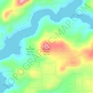 Carte topographique Coyote Peak, altitude, relief