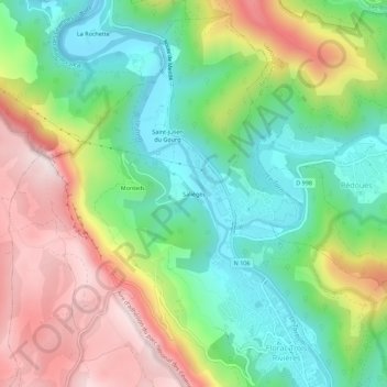 Carte topographique Salièges, altitude, relief