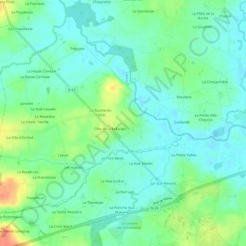 Carte topographique La Champagne, altitude, relief