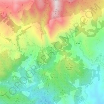 Carte topographique Jorox, altitude, relief