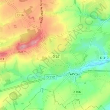 Carte topographique La Croix Verte, altitude, relief