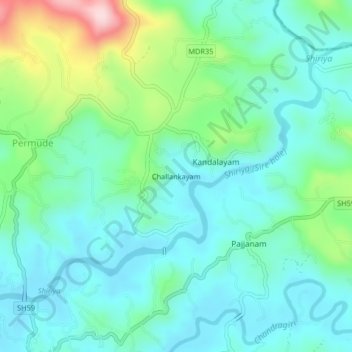 Carte topographique Challankayam, altitude, relief