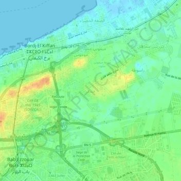 Carte topographique Kaidi, altitude, relief