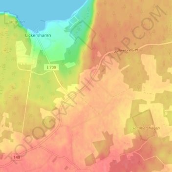 Carte topographique Garde, altitude, relief