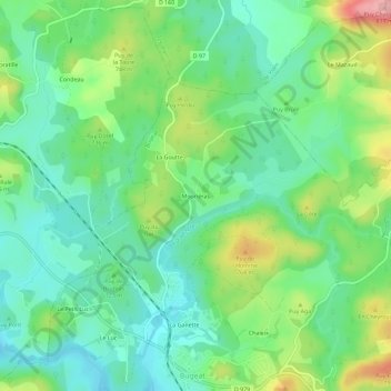 Carte topographique Mouriéras, altitude, relief