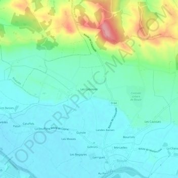 Carte topographique Les Cabosses, altitude, relief