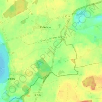 Carte topographique Vierhusen, altitude, relief