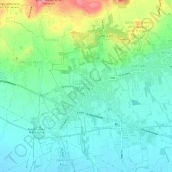 Carte topographique Martignacco, altitude, relief