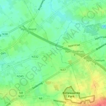 Carte topographique Verlorenhoek, altitude, relief