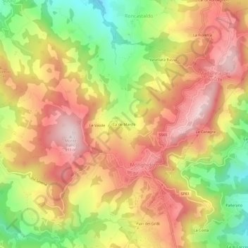 Carte topographique Cà de Marchi, altitude, relief