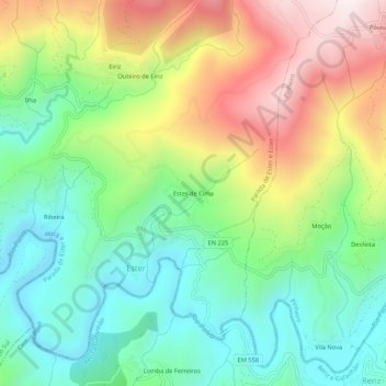 Carte topographique Ester de Cima, altitude, relief