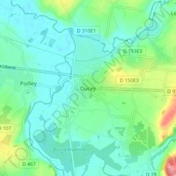Carte topographique Ducey, altitude, relief