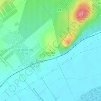 Carte topographique Kirchberg, altitude, relief