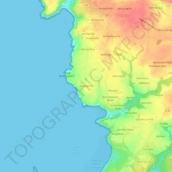 Carte topographique Brenterc'h, altitude, relief