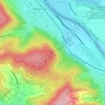 Carte topographique Hörndli, altitude, relief
