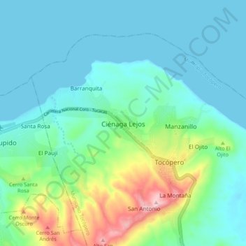 Carte topographique Ciénaga Lejos, altitude, relief
