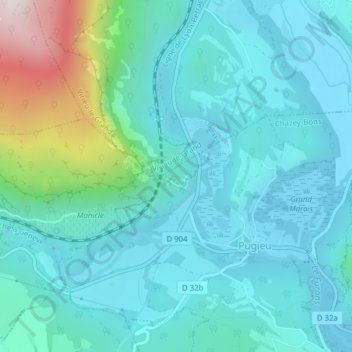 Carte topographique Pierre Fort, altitude, relief