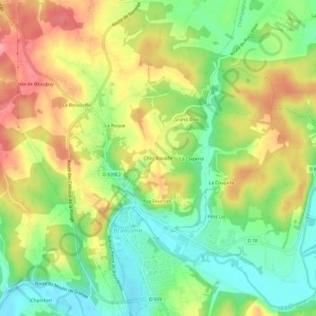 Carte topographique Chez Ravaille, altitude, relief
