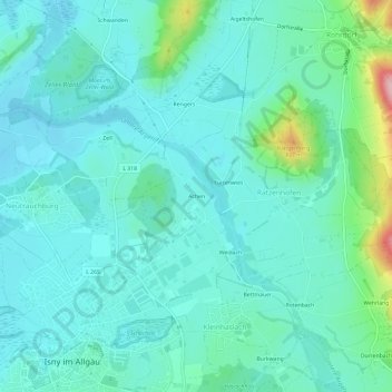 Carte topographique Achen, altitude, relief