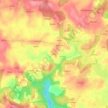 Carte topographique Le Portz, altitude, relief