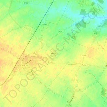 Carte topographique Hauville, altitude, relief