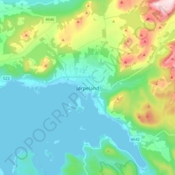 Carte topographique Jørpeland, altitude, relief