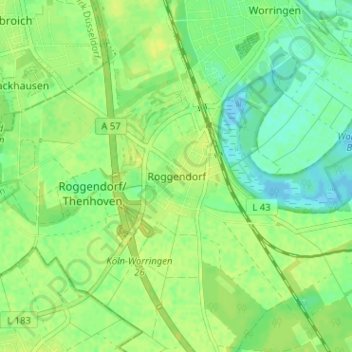 Carte topographique Roggendorf, altitude, relief