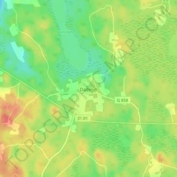 Carte topographique Dädesjö, altitude, relief
