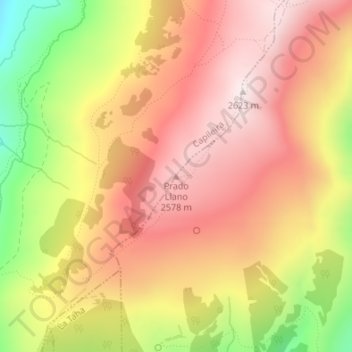 Carte topographique Prado Llano, altitude, relief