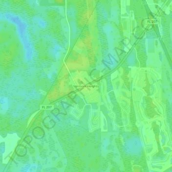 Carte topographique Vermont Heights, altitude, relief